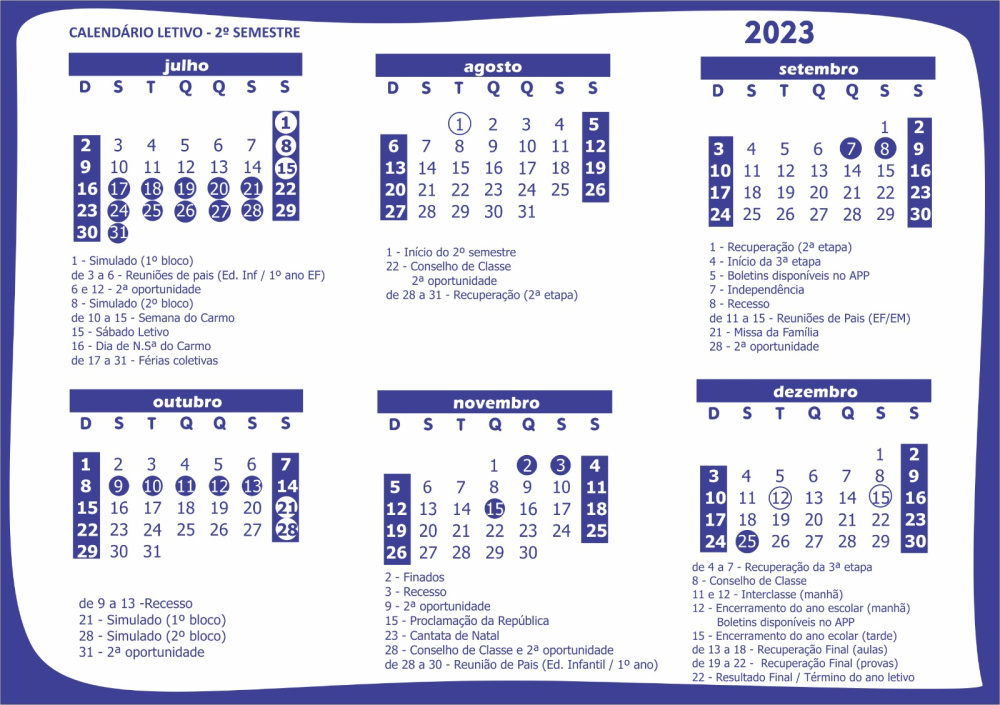 Colégio Carmo · Manual do Aluno 2023 com o calendário letivo e as normas da  escola